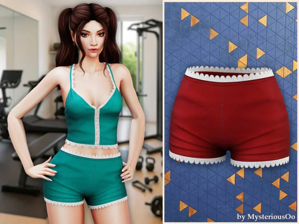 Lace trim sport shorts