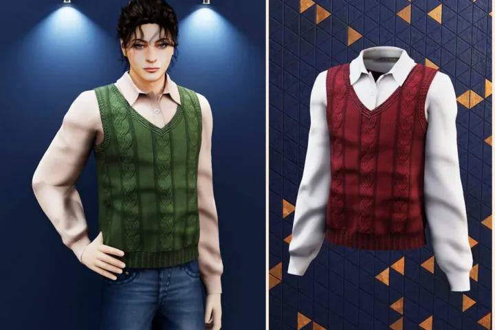Male - Layered knit vest shirt