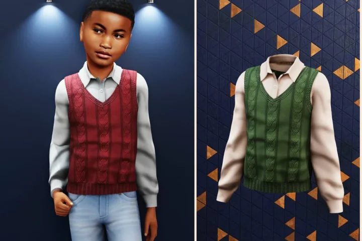 Child - Layered knit vest shirt