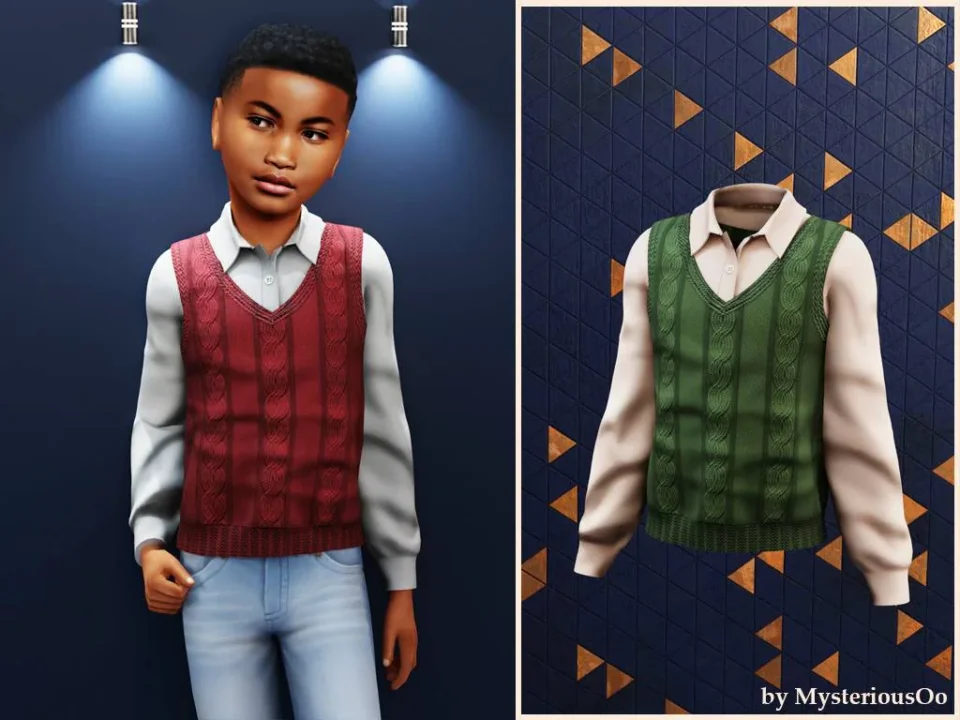 Child - Layered knit vest shirt