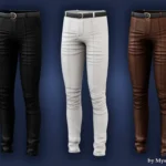Leather pants with belt