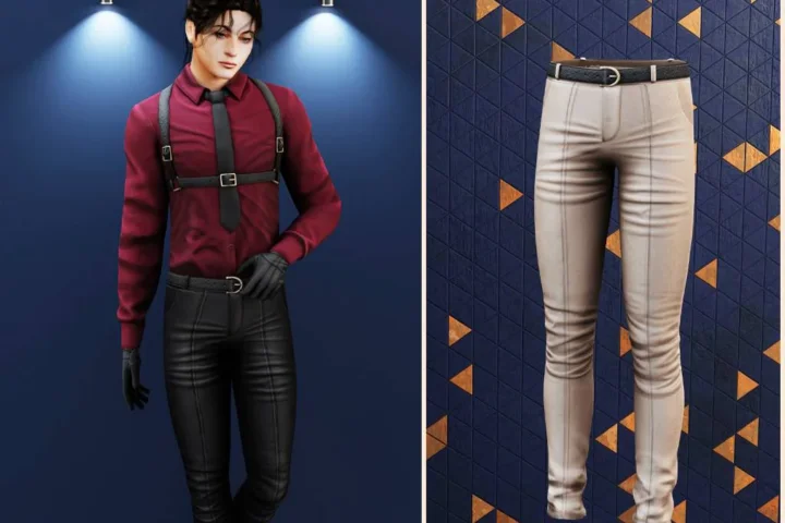 Leather pants with belt