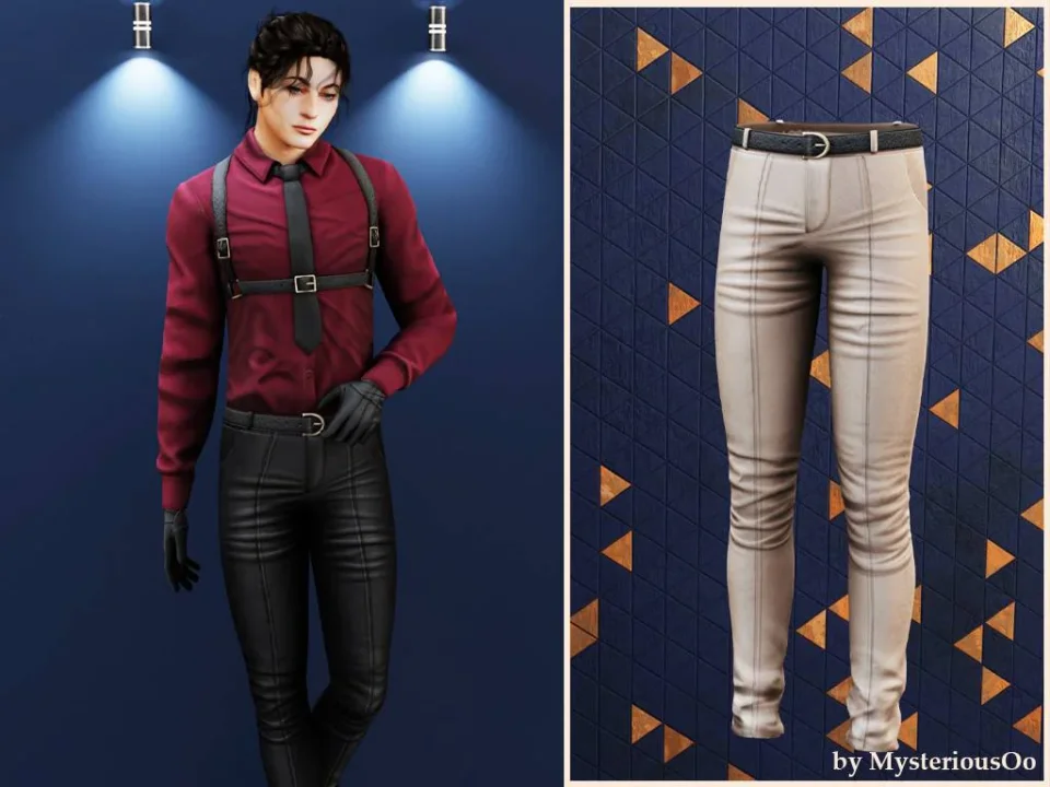 Leather pants with belt