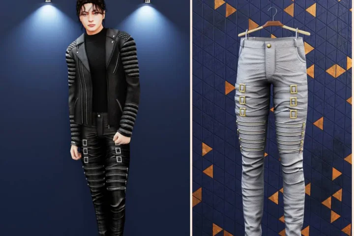 Male - Leather pants with belts and zippers