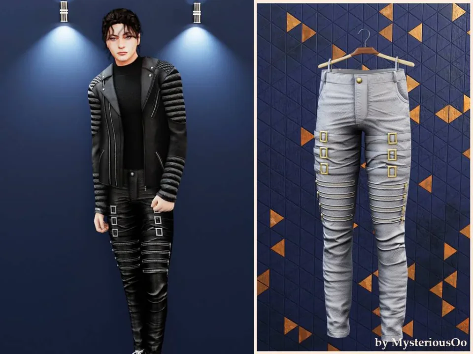 Male - Leather pants with belts and zippers