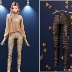 Female - Leather pants with belts and zippers