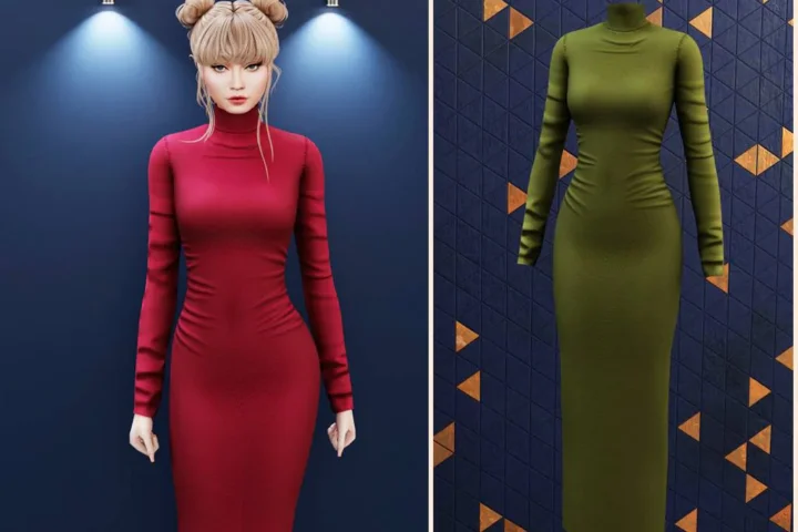 Long turtleneck bodycon dress