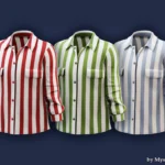 Men - Striped casual button up shirt
