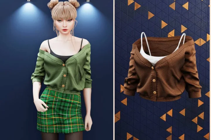 Off-shoulder knit cardigan top