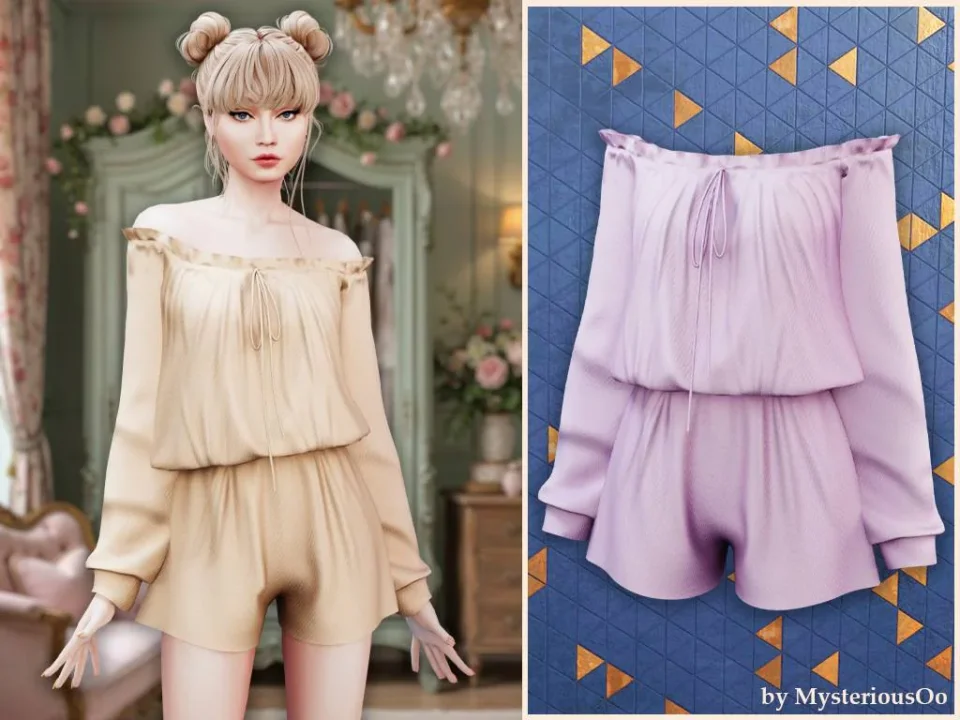 Off-shoulder lounge romper