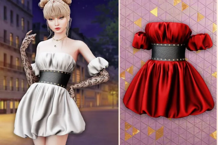 Off-shoulder puffy corset dress