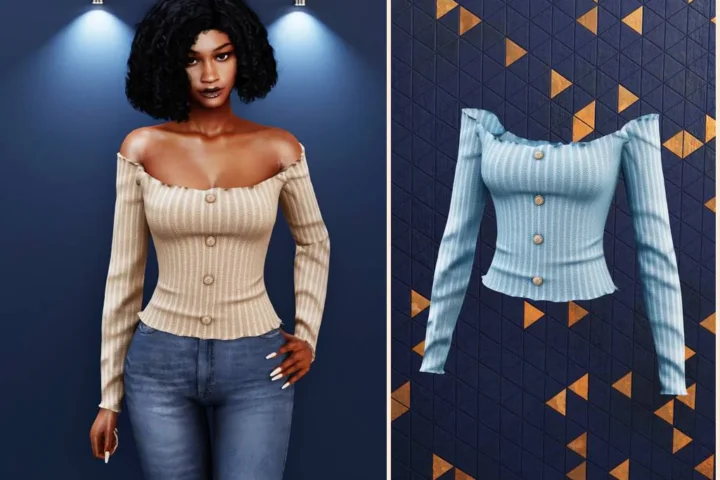 Off shoulder ribbed top