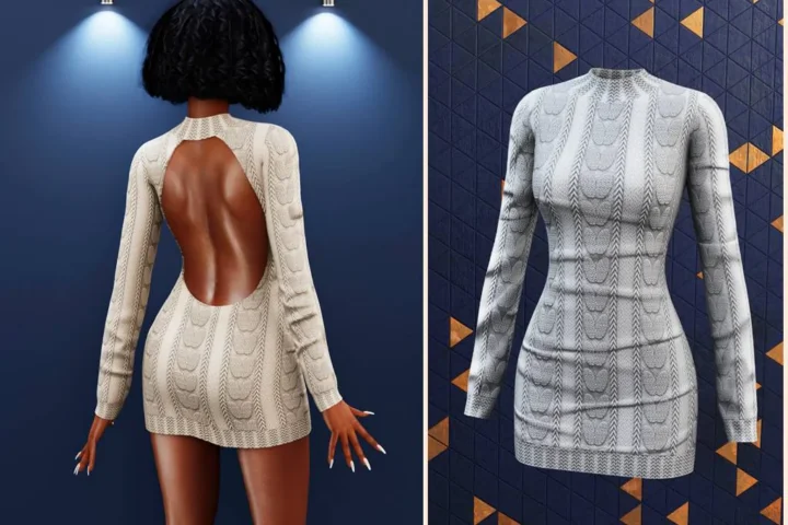 Open back knit mini dress