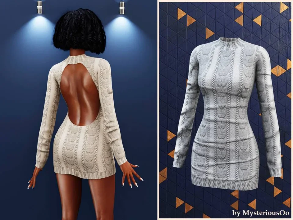 Open back knit mini dress
