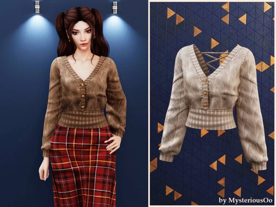 Open back lace tie knit sweater