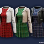 Plaid dress with cropped jacket
