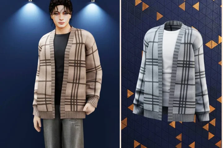 Male - Plaid knit cardigan