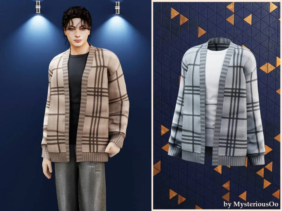 Male - Plaid knit cardigan