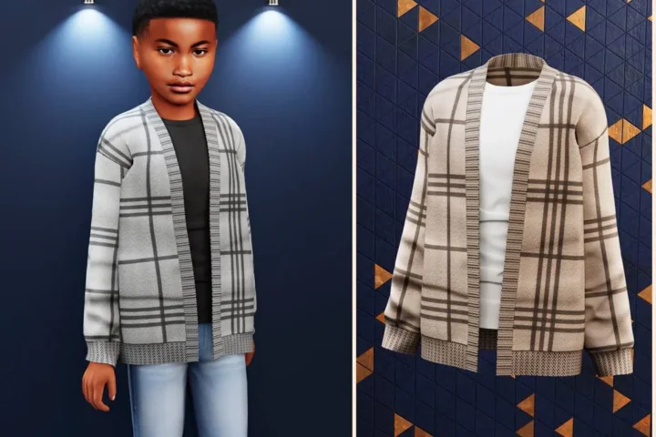 Child - Plaid knit cardigan