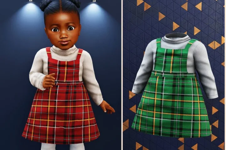 Infant - Plaid pinafore turtleneck dress
