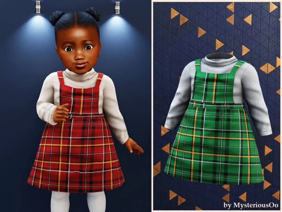 Infant - Plaid pinafore turtleneck dress