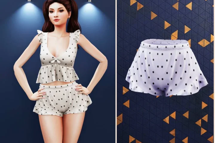 Polka dot ruffle pajama shorts