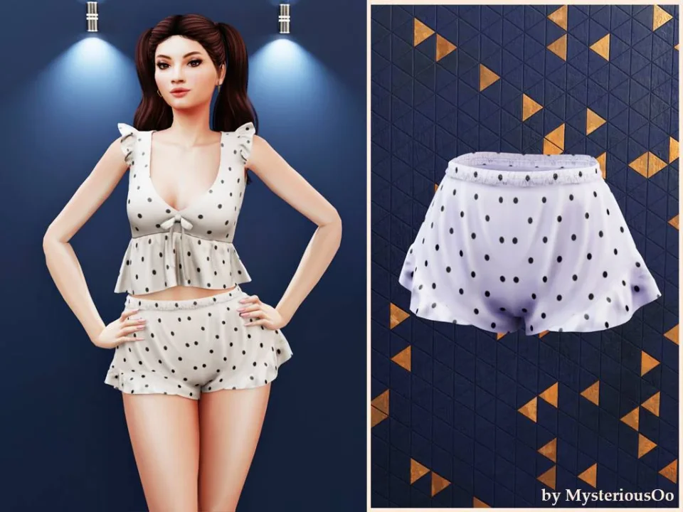 Polka dot ruffle pajama shorts