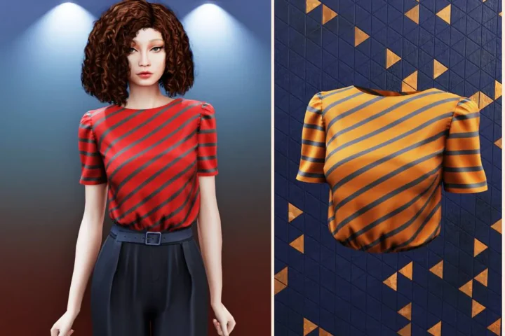 Puff sleeve striped blouse Nancy
