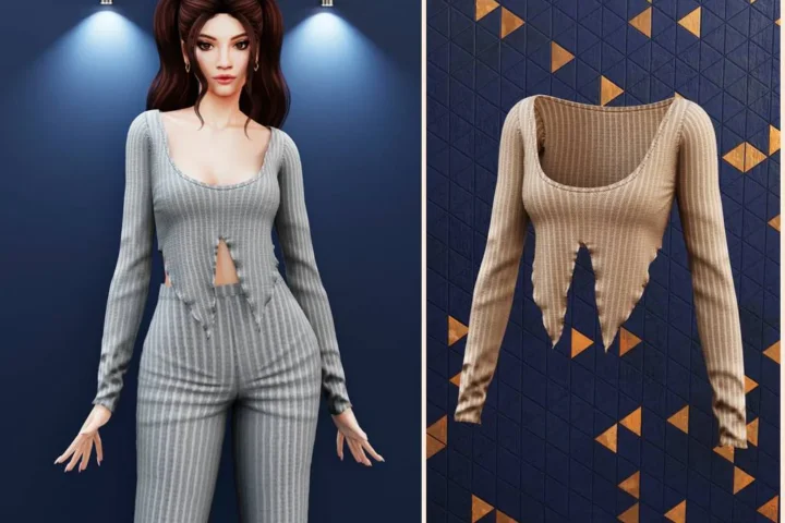 Ribbed ssymmetrical hem top