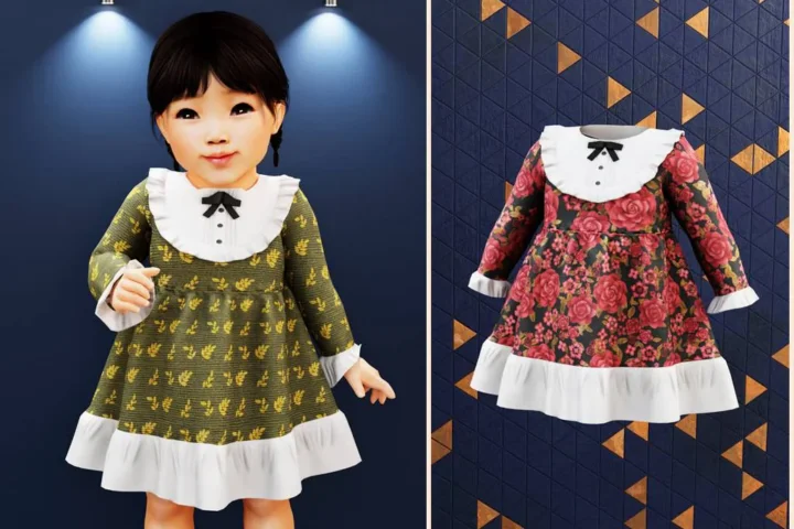 Infant - Ruffled collar vintage dress