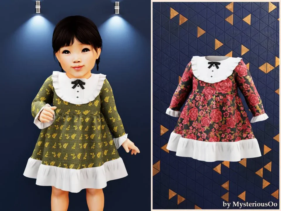 Infant - Ruffled collar vintage dress