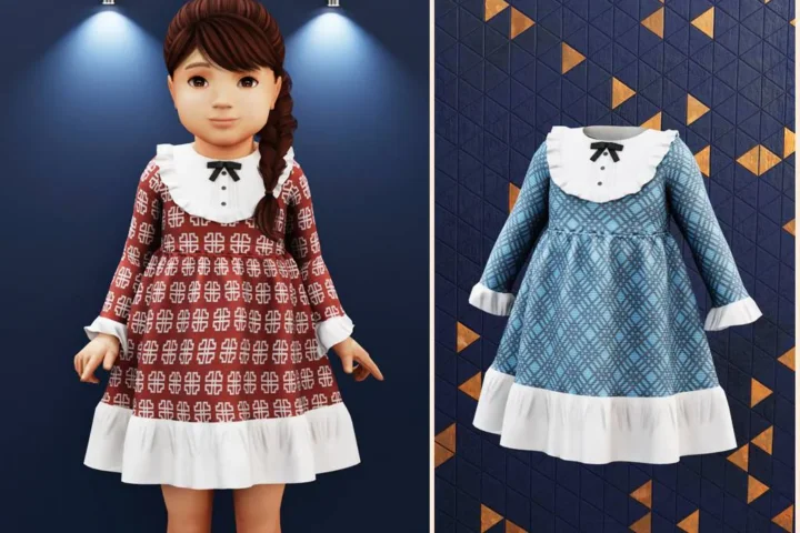 Toddler - Ruffled collar vintage dress