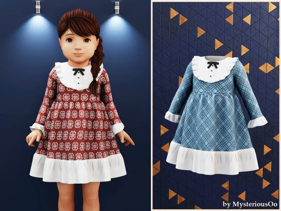 Toddler - Ruffled collar vintage dress