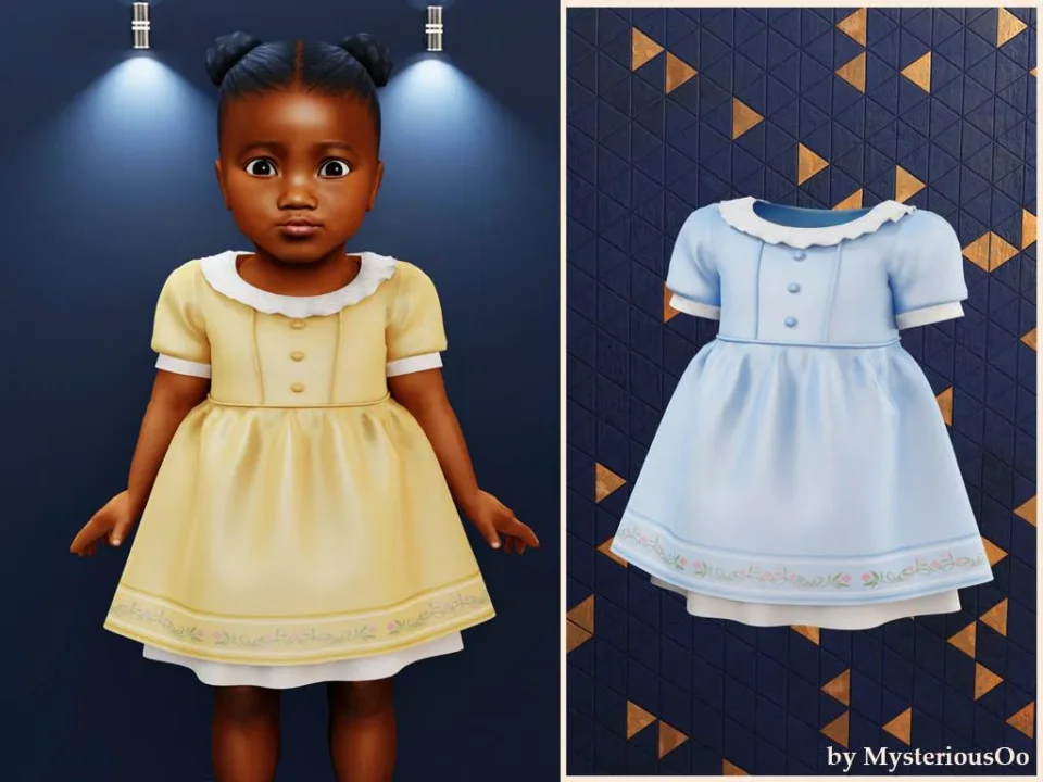 Infant - Satin dress with fluffy short sleeves