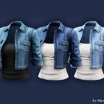 Short denim jacket and t-shirt