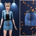 Short denim skirt with buttons