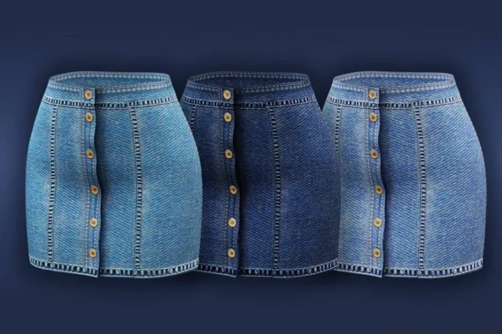 Short denim skirt with buttons