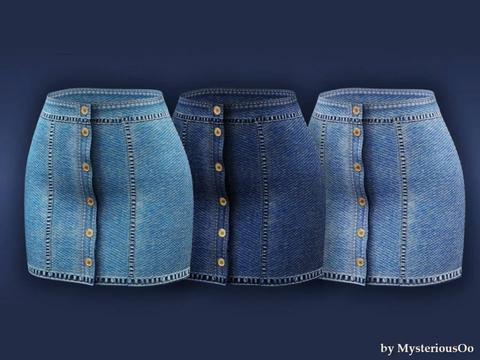 Short denim skirt with buttons