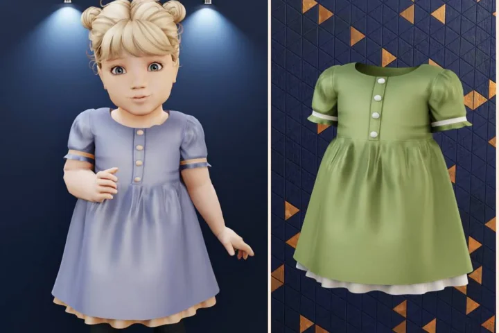 Infant - Silk dress with ruffles and ribbons