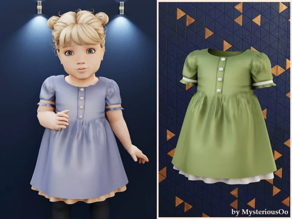 Infant - Silk dress with ruffles and ribbons