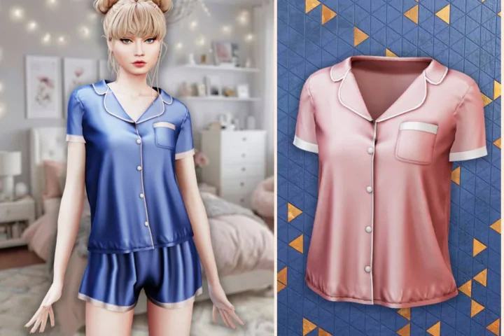Silky pajama button shirt