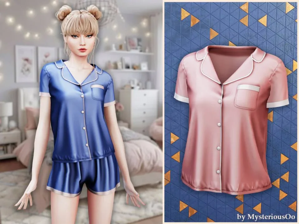 Silky pajama button shirt