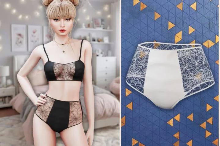 Spider lace high-waist briefs
