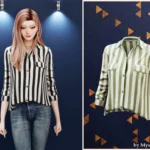 Female - Striped button up long sleeve shirt