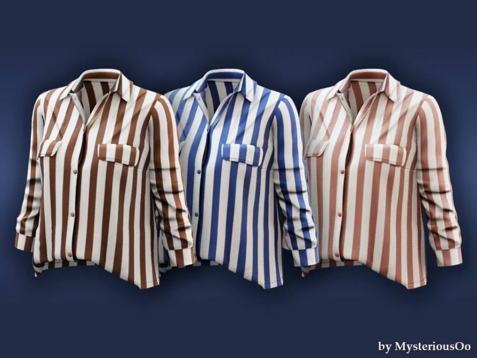 Female - Striped button up long sleeve shirt