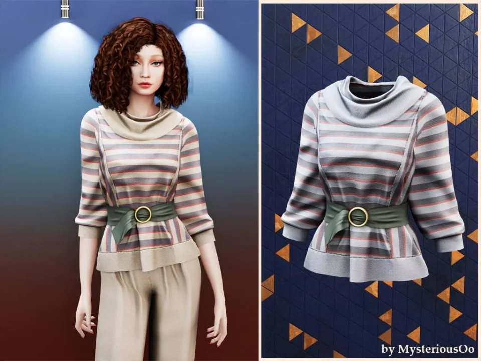 Striped sweater with belt Nancy