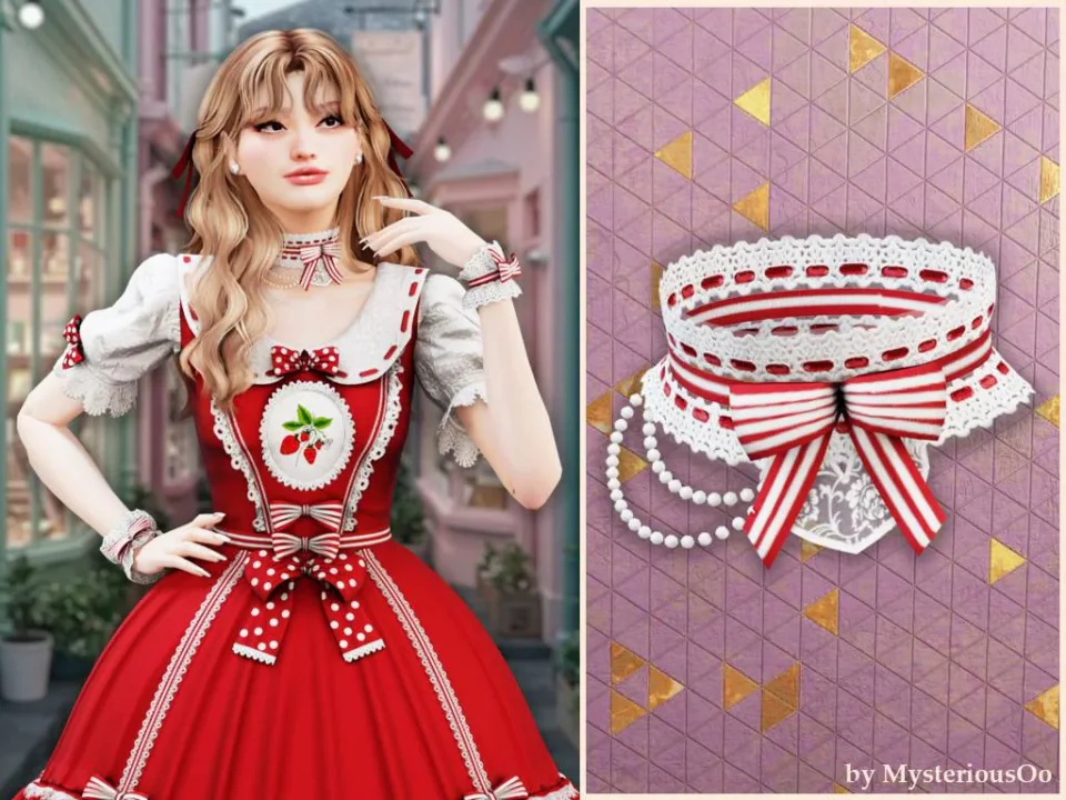 Sweet ribbon pearl necklace