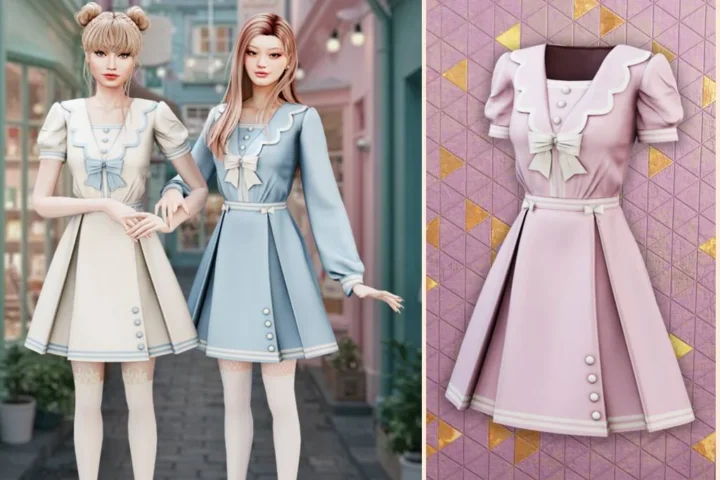 Sweet scalloped bow dress
