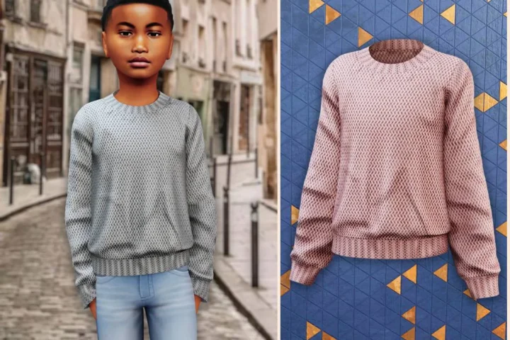 Child - Textured knit crewneck sweater