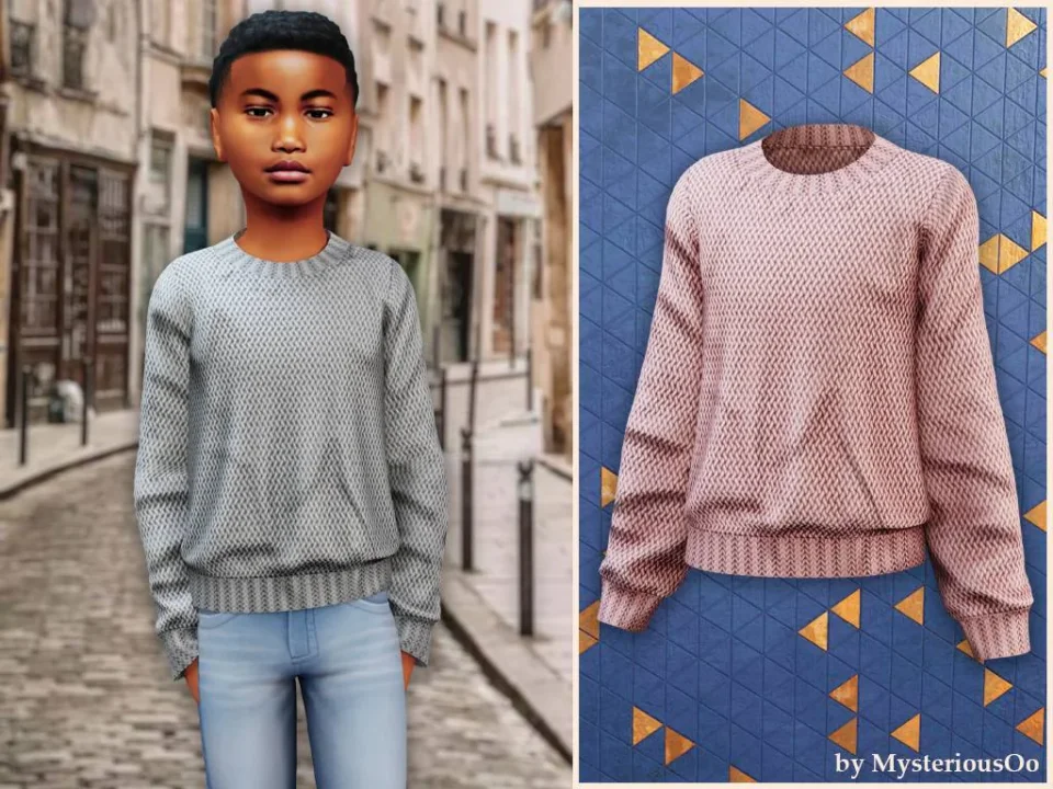 Child - Textured knit crewneck sweater
